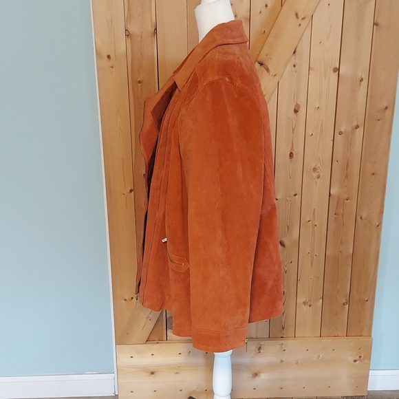 Dennis Basso Orange Suede Leather Jacket Motorcycle Style Women’s Size XXXL 3X - Picture 5 of 11
